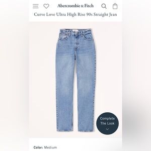 Abercrombie & Fitch Curve Love Ultra High Rise 90s Straight Jean. LENGHT: LONG